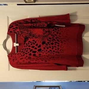 Chico's animal print red sweather